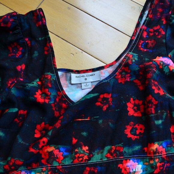 Rachel Comey x Target Maxi Dress Kodak Red Floral Puff Sleeves Size 8 - Picture 9 of 12